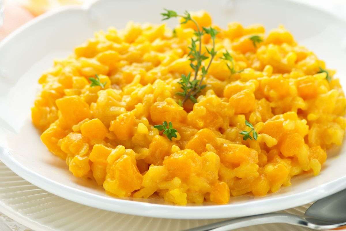 piatto di risotto con zucca light