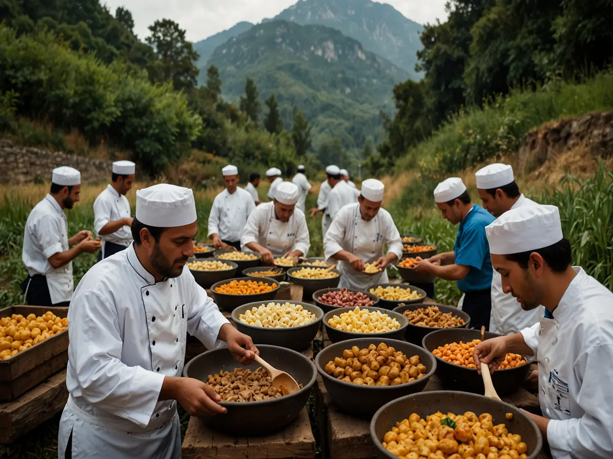 chef che cucinano all'aperto